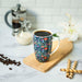 Boho Décor Mugs Navy Floral (16 oz) – Modern Floral Coffee Mug/Tea Cup – Set Includes: 1 Boho Mug, 1 Lid, 1 Infuser