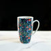 Boho Décor Mugs Navy Floral (16 oz) – Modern Floral Coffee Mug/Tea Cup – Set Includes: 1 Boho Mug, 1 Lid, 1 Infuser