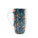 Boho Décor Mugs Navy Floral (16 oz) – Modern Floral Coffee Mug/Tea Cup – Set Includes: 1 Boho Mug, 1 Lid, 1 Infuser