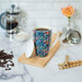 Boho Décor Mugs Navy Floral (16 oz) – Modern Floral Coffee Mug/Tea Cup – Set Includes: 1 Boho Mug, 1 Lid, 1 Infuser