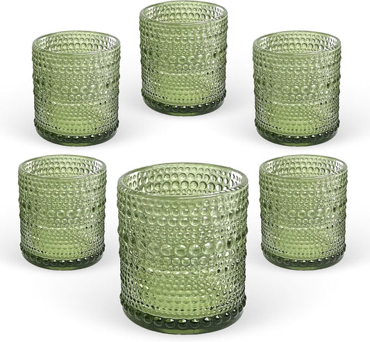 Bubble Wider Base Candle Holder - 6.5cm - Set of 6 - Green