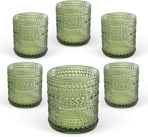 Bubble Wider Base Candle Holder - 6.5cm - Set of 6 - Green