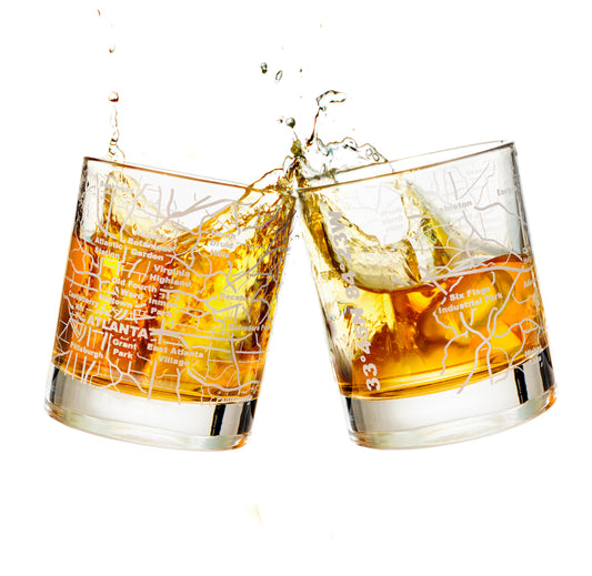 Atlanta Etched Street Grid Whiskey Glasses