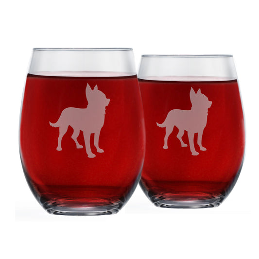 Chihuahua Stemless Wine Glasses