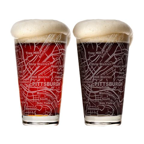 Pittsburgh City Grid Beer Glasses