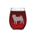 Pug Etched Stemless Wine Glasses
