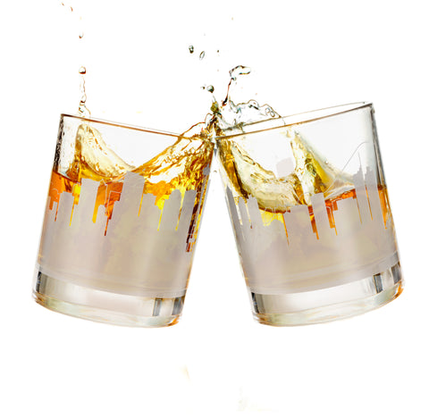 Seattle Etched Skyline Whiskey Glasses