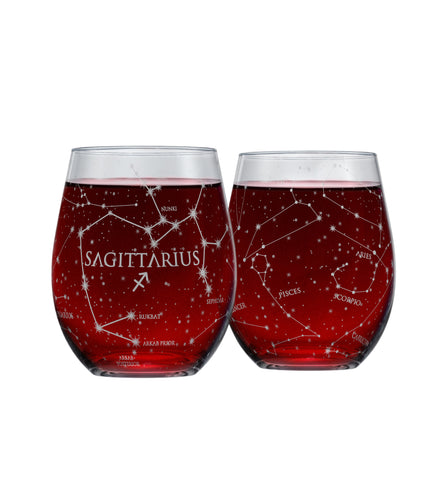 Sagittarius Etched Wine Glass
