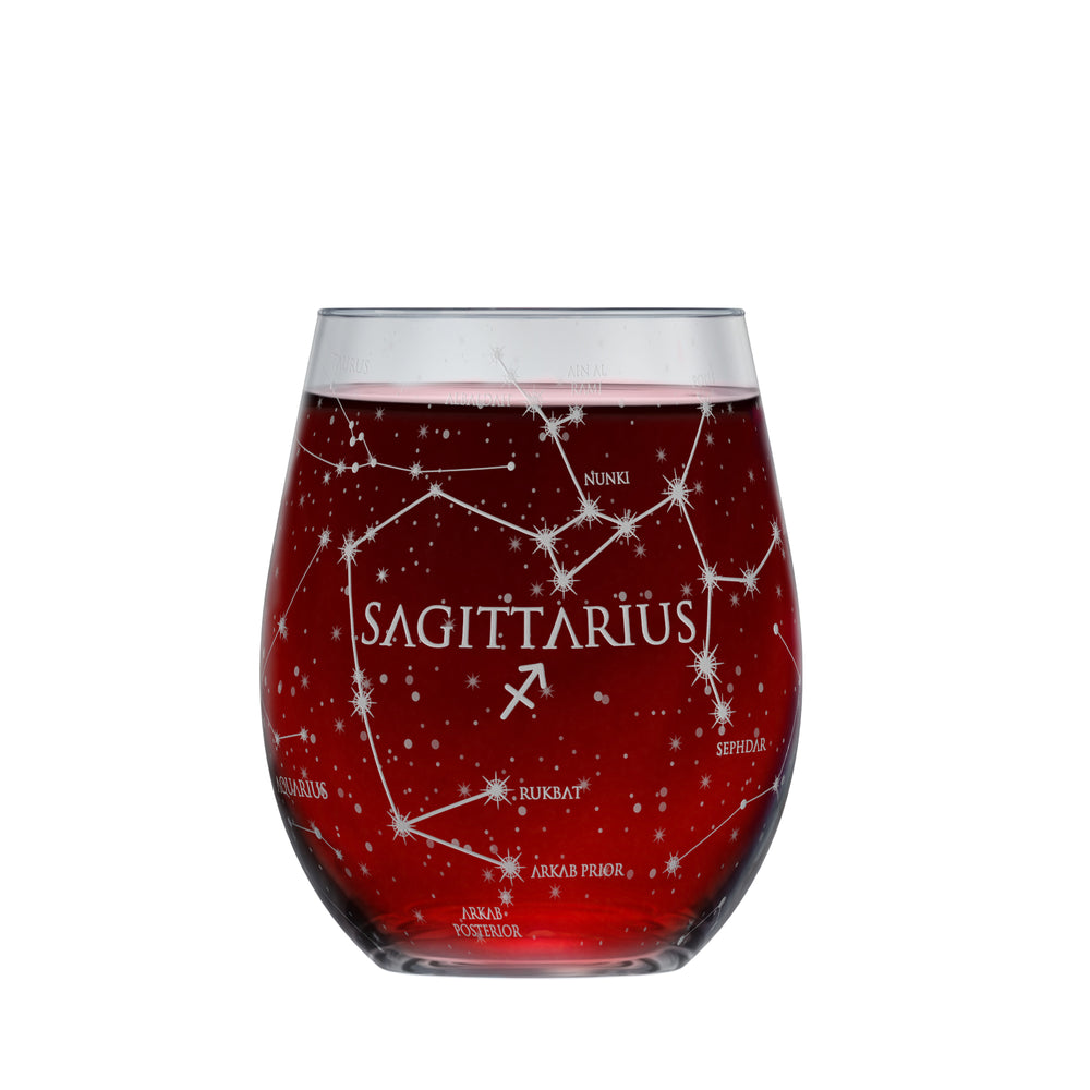 Sagittarius Etched Wine Glass