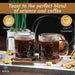 Modern Glass Coffee Mug - 16 oz Tumbler Science of Coffee Glass (Set of 2)
