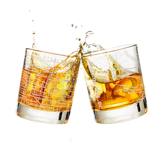 Memphis Etched Street Grid Whiskey Glasses