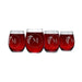 Letter M Monogram Art Deco Etched Wine Glasses - Set of 4