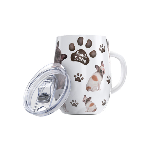 French Bulldog Egg-Shaped Insulated Stainless Steel Tumbler 12oz