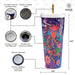 Frida Kahlo Viva La Vida Stainless Steel Tumbler with Gold Straw 750ml