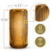 Ripple Vase Rounded Bottom Hand-Blown Glass Vases for Flowers - Amber