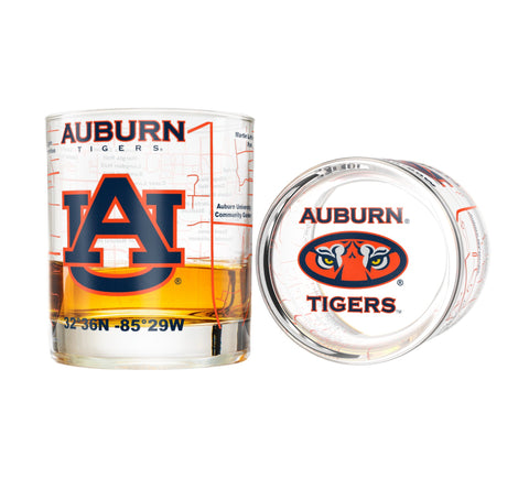 Auburn University Whiskey Glass Set (2 Low Ball Glasses)