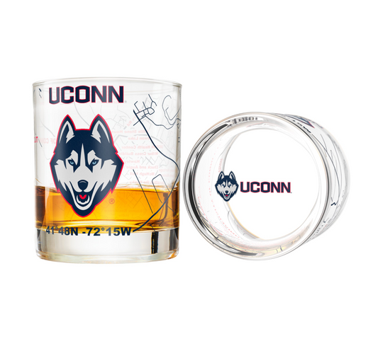 University Of Connecticut Whiskey Glass Set (2 Low Ball Glasses)
