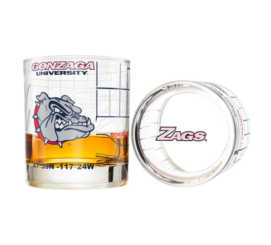 Gonzaga University Whiskey Glass Set (2 Low Ball Glasses)