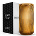 Ripple Vase Rounded Bottom Hand-Blown Glass Vases for Flowers - Amber