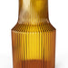Ripple Vase Wide Bottom Ribbed Hand-Blown Flower Vase Glass for Flowers - Amber