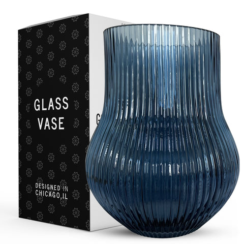 Ripple Vase Rounded Wide Base Custom 19 cm (Set of 1) Blue