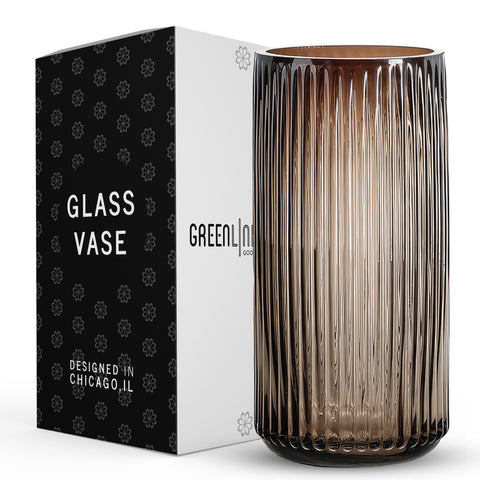 Ripple Vase Rounded Bottom Hand-Blown Glass Vases for Flowers - Coffee