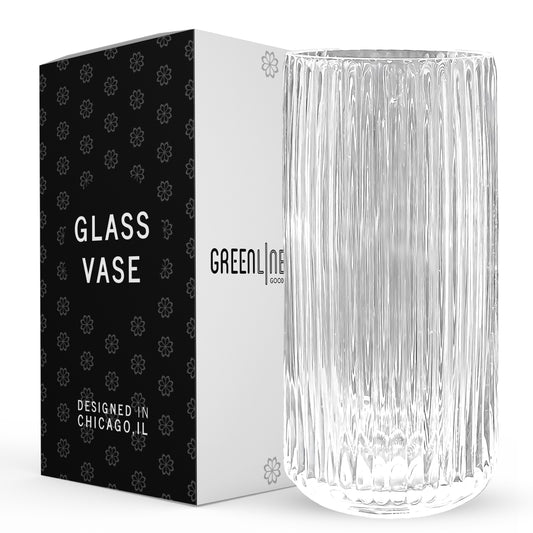 Ripple Vase Rounded Bottom Hand-Blown Glass Vases for Flowers - Clear