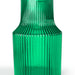 Ripple Vase Wide Bottom Ribbed Hand-Blown Flower Vase Glass for Flowers - Green