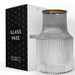 Ripple Vase Wide Bottom Ribbed Hand-Blown Flower Vase Glass for Flowers - Clear