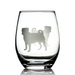 Pug Etched Stemless Wine Glasses