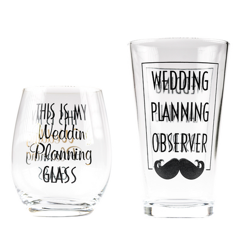 Stemless Wine & Beer Engagement Glasses
