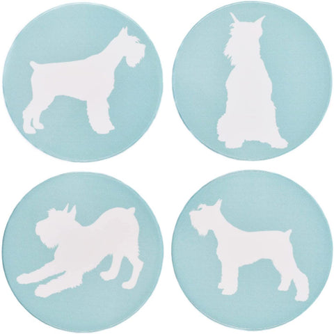 Schnauzer Ceramic Coasters with Metal Stand (Set of 4)