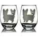 Yorkshire Terrier Etched Stemless Wine Glasses