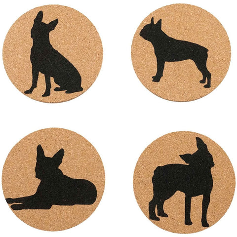 Boston Terrier Cork Drink Coasters - Set of 4