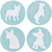 French Bulldog Ceramic Coasters with Metal Stand (Set of 4)