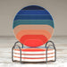 Rainbow Ceramic Coasters with Metal Stand (Set of 4)