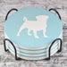 Pug Ceramic Coasters with Metal Stand (Set of 4)