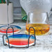Rainbow Ceramic Coasters with Metal Stand (Set of 4)