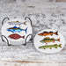 Fishing Ceramic Coasters with Metal Stand (Set of 4)