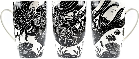 Mermaid Coffee and Tea Mug With Ceramic Lid + Infuser (16oz)