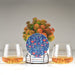 Navy Floral Ceramic Coasters with Metal Stand (Set of 4)