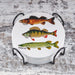 Fishing Ceramic Coasters with Metal Stand (Set of 4)