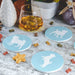 Pug Ceramic Coasters with Metal Stand (Set of 4)