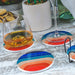 Rainbow Ceramic Coasters with Metal Stand (Set of 4)