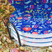 Navy Floral Ceramic Coasters with Metal Stand (Set of 4)