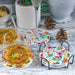 Light Floral Ceramic Coasters with Metal Stand (Set of 4)