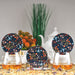 Dark Floral Ceramic Coasters with Metal Stand (Set of 4)