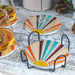 Rising Sun Ceramic Coasters with Metal Stand (Set of 4)