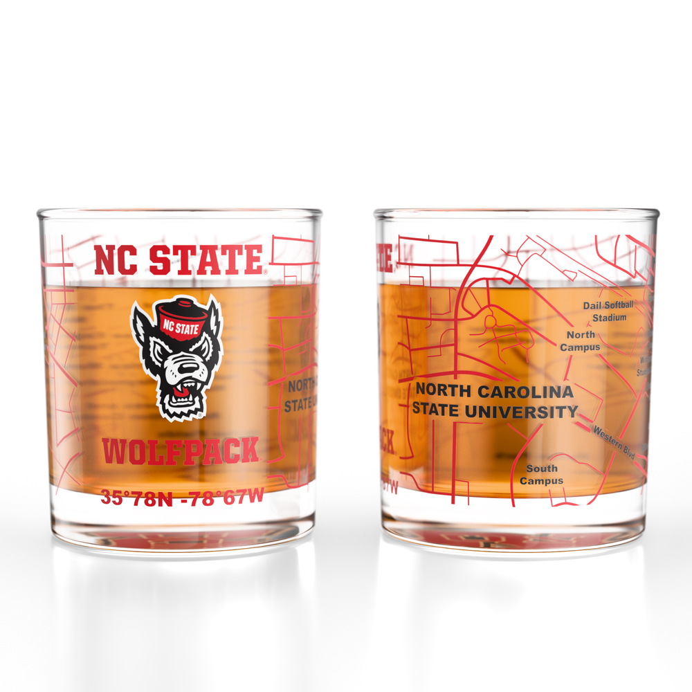 North Carolina State University Wolfpack Whiskey Glass Set (2 Low Ball Glasses)
