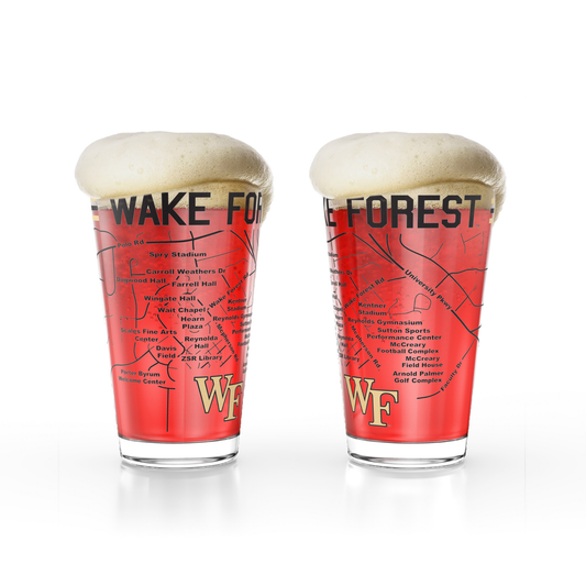 Greenline Goods Wake Forest University Demon Deacons Pint Beer Glasses Set of 2, 16 oz Pint Glasses with Full-Color Logo & Campus Map – Officially Licensed Beer Glass Gift for Alumni & Fans